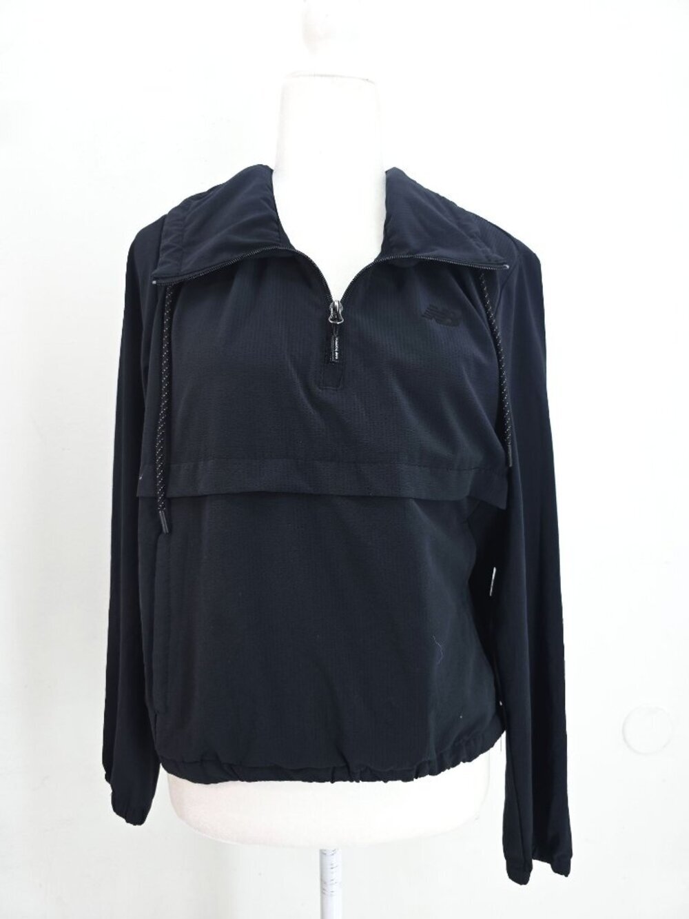 New Balance Black Quarter Zip Drawstring Collar Lightweight Jacket Women M